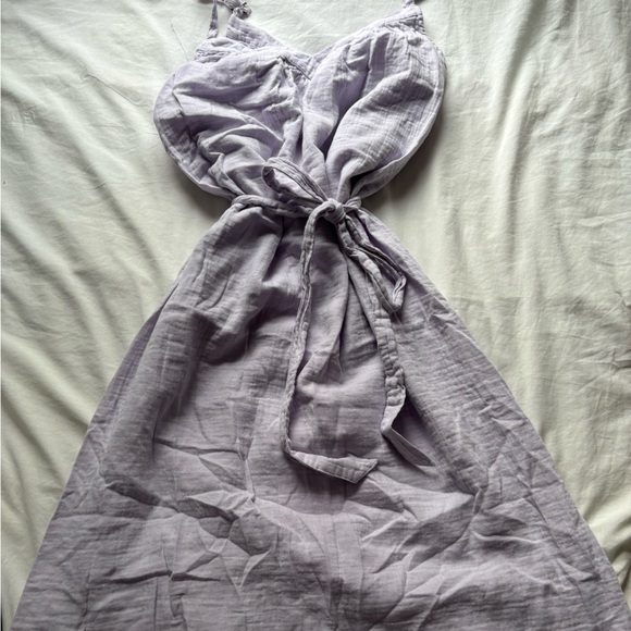 Gauze/linen lilac coloured midi dress - Picture 2 of 3